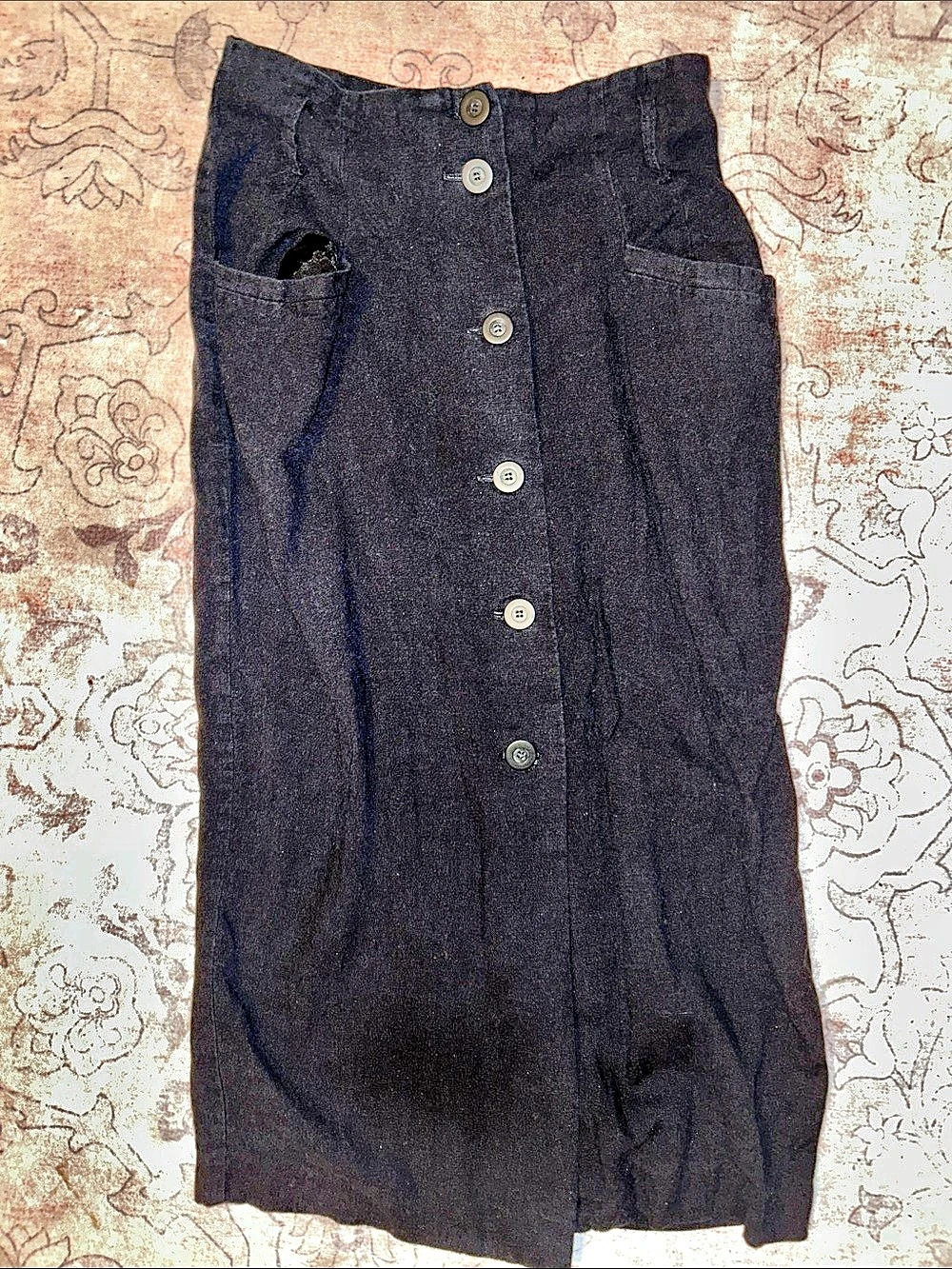Express Black Button-Front Maxi Skirt